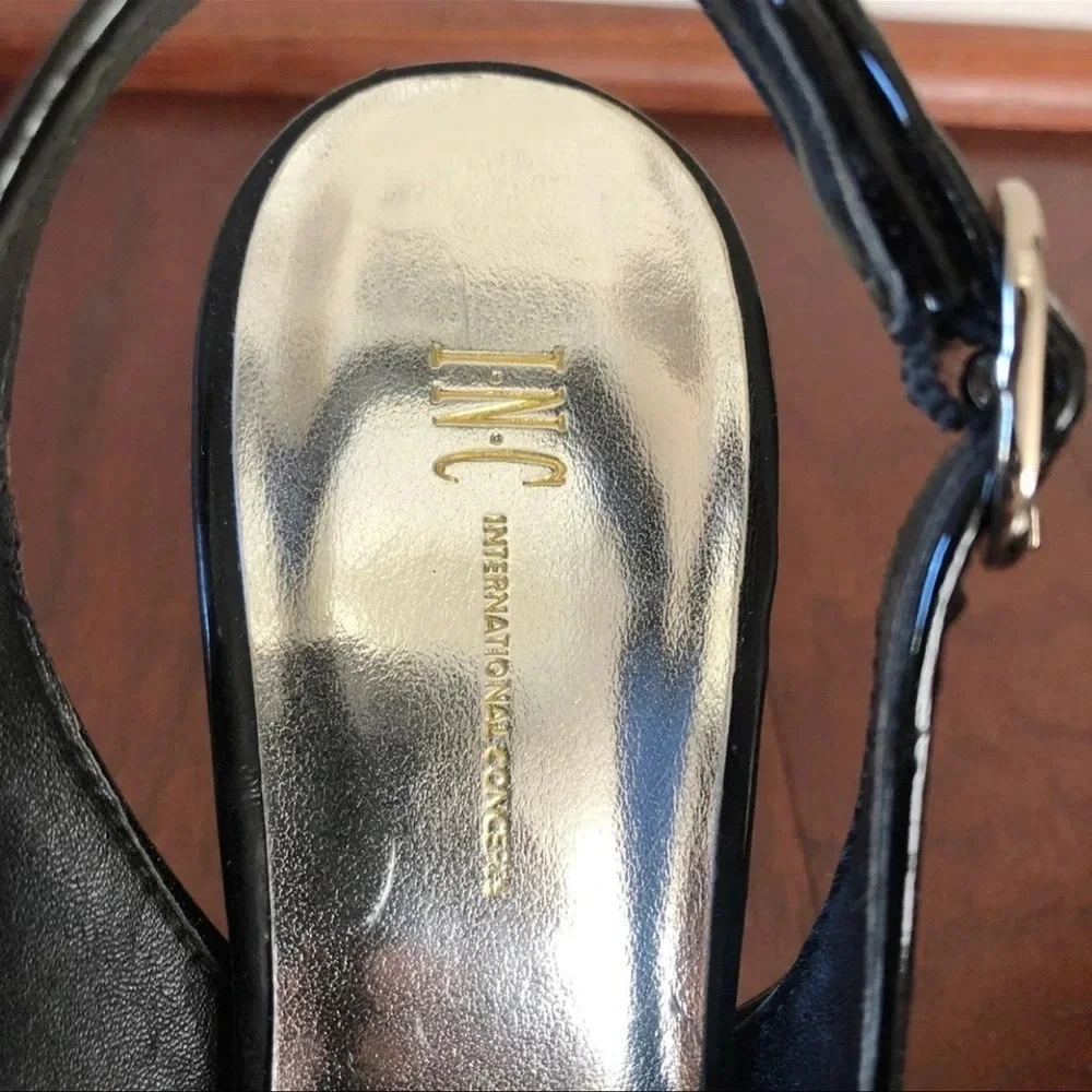 INC BLACK PATENT LEATHER SANDLES 7 excellent condition - Picture 4 of 6